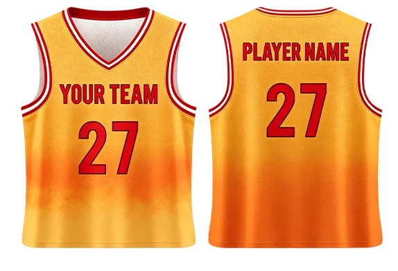 Durable Yellow Basketball Jersey With Sublimation Printing